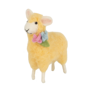 Silver Tree Felt Yellow Sheep with Flower Lapel