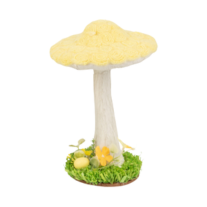 Silver Tree Yellow Mushroom in Green Grass 10 Inch