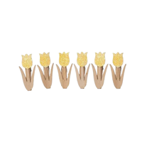Wood Tulip Cloths Pin Set of 6