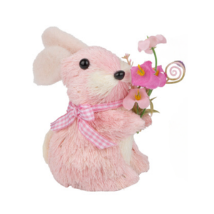 Silver Tree Pink Bunny with Flowers