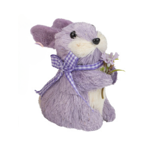 Silver Tree Purple Bunny with Flowers