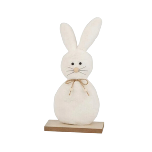 Silver Tree Plush Bunny on Wood Base 11 inch