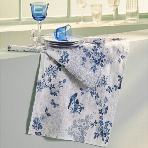 Garnier Thiebaut Table Runner Voliere Bleu 20 x 61 Inch