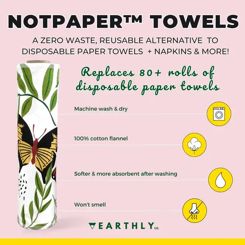 Earthly Co. Notpaper Towel 10 Pack Butterfly Meadows