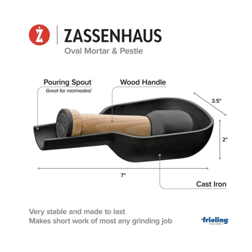 Zassenhaus Mortar And Pestle Oval Cast Iron