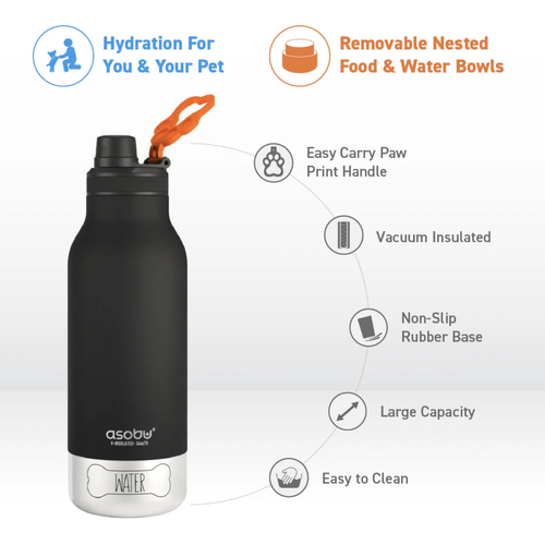 Asobu Buddy Water Bottle Black 34 oz