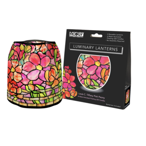 MODGY Luminary Lantern Pink Peony & Water Activated LED Candles 4 Each