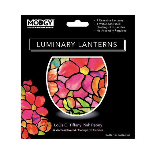 MODGY Luminary Lantern Pink Peony & Water Activated LED Candles 4 Each