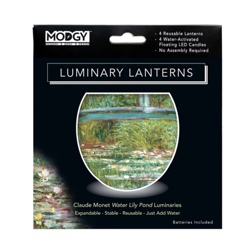 MODGY Luminary Lantern Water Lily Pond & Water Activated LED Candles 4 Each