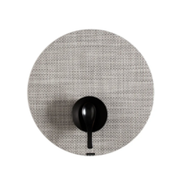 Placemat Basketweave Round White and Silver