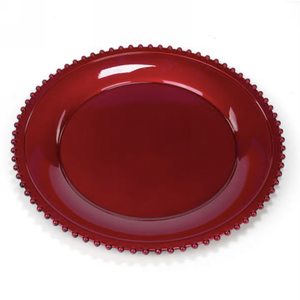 Charger Plate Red with Beaded Edging Charger Plate Red with Beaded Edging