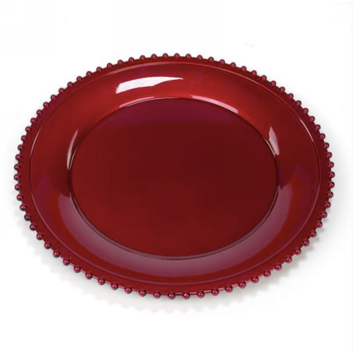 Charger Plate Red with Beaded Edging Charger Plate Red with Beaded Edging