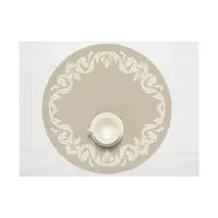 Placemat Round Scrolls Flax
