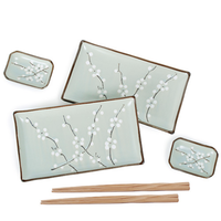 Sushi Set Light Blue Cherry Blossom