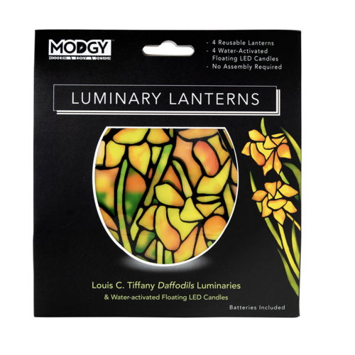 MODGY Luminary Lantern Daffodils & Water Activated LED Candles 4 Each MODGY Luminary Lantern Daffodils & Water Activated LED Candles 4 Each