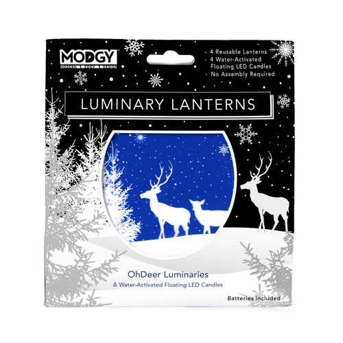MODGY Luminary Lantern Oh Deer! & Water Activated LED Candles 4 Each MODGY Luminary Lantern Oh Deer! & Water Activated LED Candles 4 Each