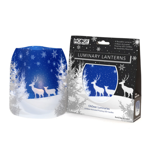 MODGY Luminary Lantern Oh Deer! & Water Activated LED Candles 4 Each MODGY Luminary Lantern Oh Deer! & Water Activated LED Candles 4 Each