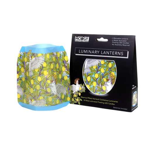 MODGY Luminary Lantern Cockatoos & Water Activated LED Candles 4 Each