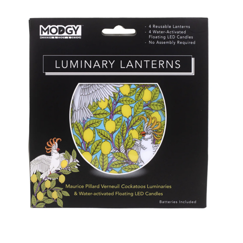 MODGY Luminary Lantern Cockatoos & Water Activated LED Candles 4 Each