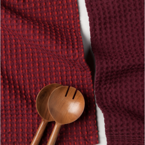 Now Designs Tea Towel Second Spin Waffle Burgundy Set of 2