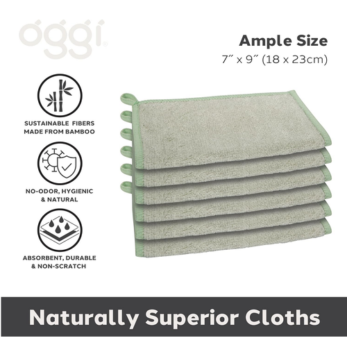 Oggi Bamboo Kitchen Cloths Sage 6pc