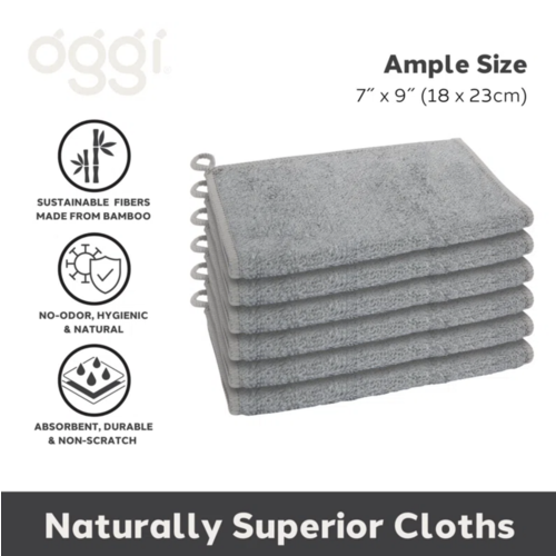 Oggi Bamboo Kitchen Cloths Grey 6pc