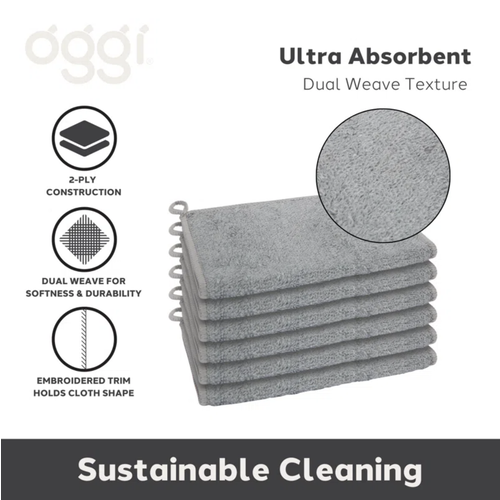 Oggi Bamboo Kitchen Cloths Grey 6pc