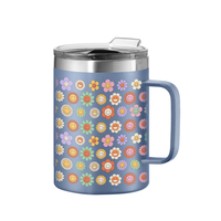 Thermo Mug Insulated Blue Happy Flowers