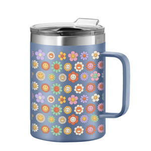 Oggi Thermo Mug Insulated Blue Happy Flowers