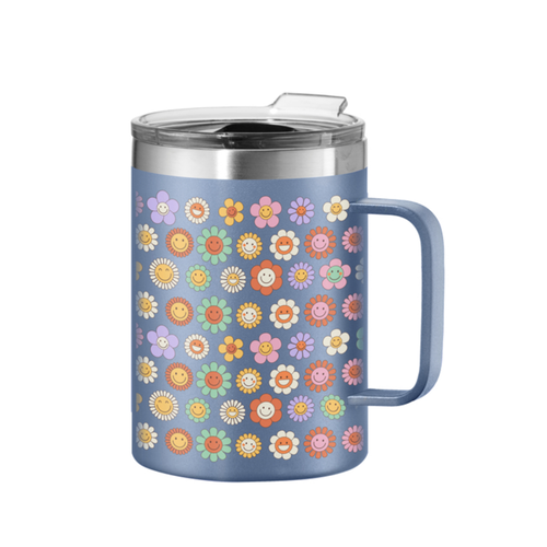 Oggi Thermo Mug Insulated Blue Happy Flowers