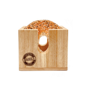 Natural Living Wood Bagel Holder Cutter