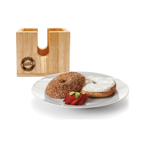 Natural Living Wood Bagel Holder Cutter
