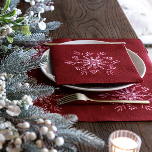 Napkin Dinner Paviot Fleur Des Neiges Rouge Napkin Dinner Paviot Fleur Des Neiges Rouge