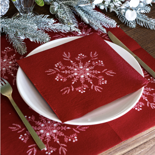 Napkin Dinner Paviot Fleur Des Neiges Rouge Napkin Dinner Paviot Fleur Des Neiges Rouge