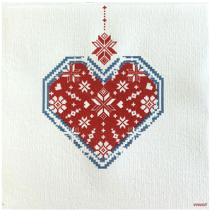 Napkin Cocktail Paviot Coeur Brodé