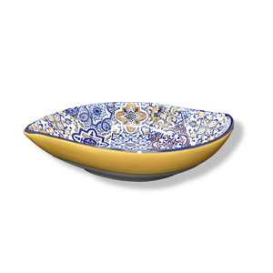 PORTUGAL IMPORTS Azulejo Leaf Shaped Bowl 8 Inch