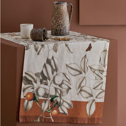 Garnier Thiebaut Table Runner Mandarines Rouille Cotton-Linen Blend
