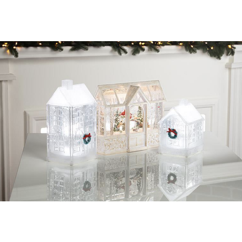 Abbott Clear Tall House LED Glitter Lantern Abbott Clear Tall House LED Glitter Lantern