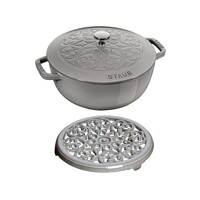 Dutch Oven 3.75Qt Grey Lily + Trivet Set Staub