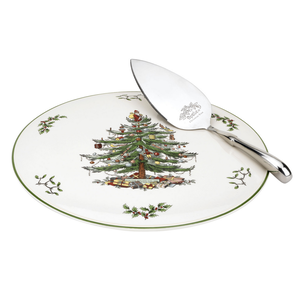 Spode Christmas Tree Cake Plate and Server Set Spode Christmas Tree Cake Plate and Server Set