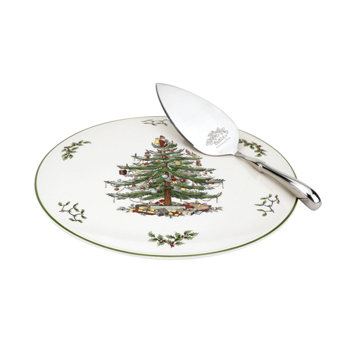 Spode Christmas Tree Cake Plate and Server Set Spode Christmas Tree Cake Plate and Server Set