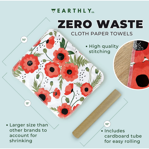 Earthly Co. Notpaper Towel 10 Pack Poppy Fields