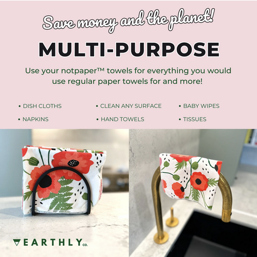 Earthly Co. Notpaper Towel 10 Pack Poppy Fields