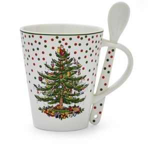 Spode Christmas Tree Polka Dot Mug and Spoon Spode Christmas Tree Polka Dot Mug and Spoon