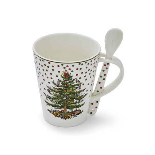 Spode Christmas Tree Polka Dot Mug and Spoon