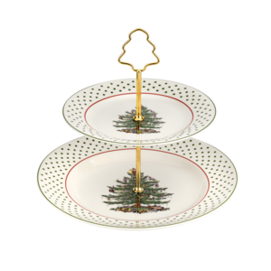 Spode Christmas Tree Polka Dot Two Tiered Server Spode Christmas Tree Polka Dot Two Tiered Server