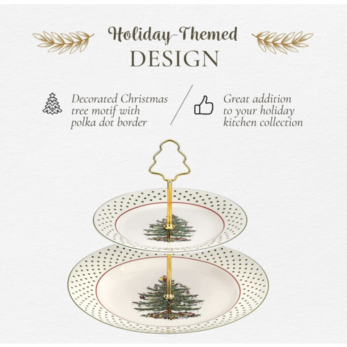 Spode Christmas Tree Polka Dot Two Tiered Server