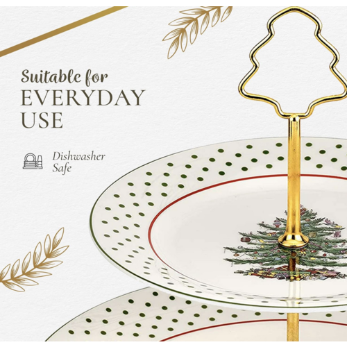 Spode Christmas Tree Polka Dot Two Tiered Server