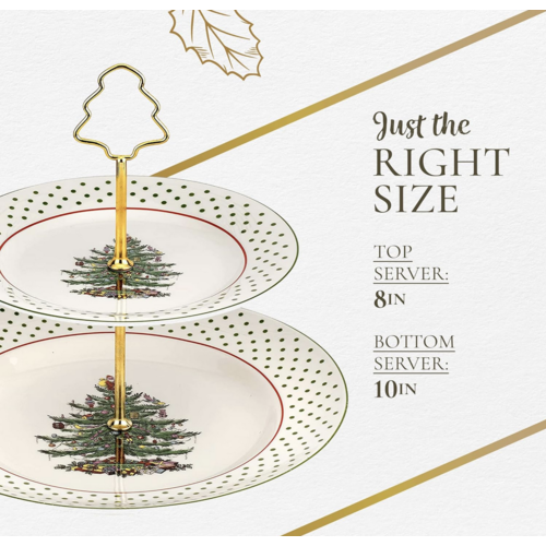Spode Christmas Tree Polka Dot Two Tiered Server