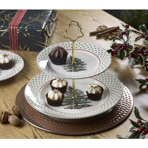 Spode Christmas Tree Polka Dot Two Tiered Server